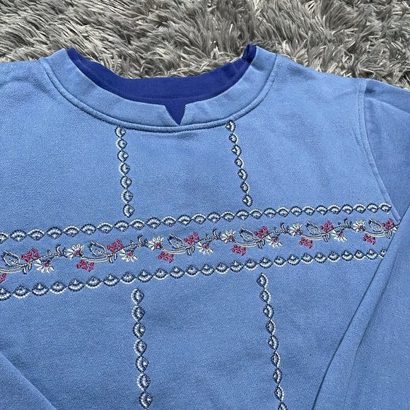 Vintage 90's Flower Blue Women's Crewneck Size Large - Picture 3 of 6